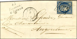 Grille / N° 4 Càd T 15 PENNE (45) Cursive 45 / Tournon- / D'Agenais Sur Lettre Pour Angoulême. 1851. - TB / SUP. - R. - 1849-1850 Ceres