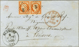 PC 403 / N° 5 Paire Orange Vif Superbe Nuance Càd T 13 BLAMONT (52) Sur Lettre Avec Texte Pour Londres. 1852. - SUP. - R - 1849-1850 Cérès