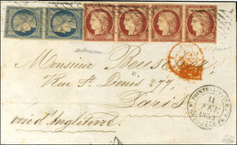 Grille Sans Fin / N° 4 Paire + N° 6 (bande De 4, 1ex Filet à Peine Effleuré) Càd POINTE-A-PITRE / (GUADELOUPE) Sur Lettr - 1849-1850 Ceres