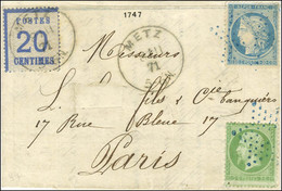 Càd METZ 8 11 71 / Alsace N° 6 + étoile évidée Bleue / N° 20 + 37 Sur Lettre En Affranchissement Mixte Pour Paris. - SUP - 1862 Napoléon III