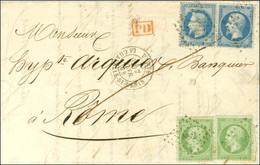 PC Du GC 892 / N° 20 (2) + N° 22 + N° 29 Càd PARIS / LA CHAPELLE-ST-DENIS Sur Lettre Pour Rome. 1868. Affranchissement M - 1862 Napoléon III