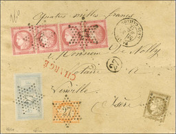 Etoile 27 / N° 33 + N° 38 + N° 56 + N° 57 Bande De 4 Càd PARIS / GROS-CAILLOU Sur Enveloppe Sans Texte Chargée Pour Viri - 1863-1870 Napoleon III With Laurels