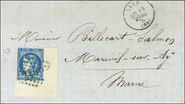 GC 2145 / N° 46 Bleu Très Foncé, Grand Cdf Càd T 16 LYON (68) Sur Lettre Avec Texte Pour Mareuil Sur Aÿ. 1871. - SUP. -  - 1870 Bordeaux Printing