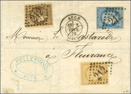 GC 212 / N° 47 Petit Bdf Et Très Belles Marges + N° 59 + N° 60 Type I Càd T 17 AUCH (31) Sur Lettre Avec Texte 3 Ports P - 1870 Bordeaux Printing