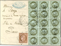 GC 2670 / N° 50 Bloc De 15 + N° 58 Càd T 17 NOGENT-S-SEINE (9) Sur Lettre Avec Texte Pour Paris. 1873. Superbe Affranchi - 1871-1875 Ceres