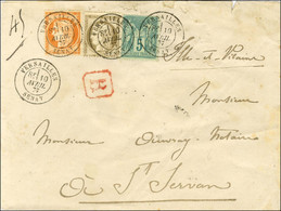 Càd VERSAILLES / SENAT / N° 38 + 56 + 75 Sur Lettre Recommandée Pour Saint Servan. - SUP. - R. - 1871-1875 Ceres