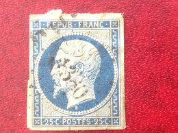 N° 10 25c Bleu Aminci + Charnière - 1852 Louis-Napoléon