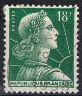 FR VAR 73 - FRANCE N° 1011A Obl. Marianne De Muller Variété J. PIEL Obstrué - Usados