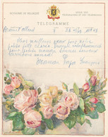FLOWERS, ROSES, A. TINOT ILLUSTRATION, TELEGRAMME, 1948, BELGIUM - Telegramas