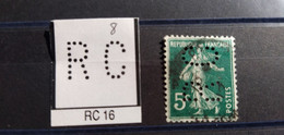 FRANCE TIMBRE RC 16 INDICE 8 SUR 137  PERFORE PERFORES PERFIN PERFINS PERFO PERFORATION PERFORIERT - Usados