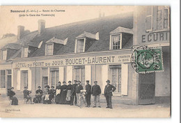 CPA 28 Bonneval Route De Chartres Pres De La Gare Des Tramways - Hotel Du Point Du Jour Doucet Laurent - Bonneval