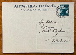 TRIESTE AMG FTT - CARTOLINA POSTALE L. 15 SOPRASTAMPA GRANDE   USATA CON ANNULLO AMB. TRIESTE- UDINE 3/4/50 - Marcophilia