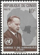 CONGO 1962 Dag Hammarskjold Commemoration - 10c - Dag Hammarskjold MH - Nuovi