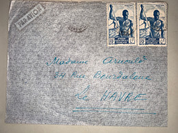 COLONIES BANGUI Enveloppe Vers Le Havre Timbres No 222 X 2  Yvert - Briefe U. Dokumente