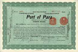 Titre De 1923 - Port Of Para - Certificat Nominatif De Valeur Américaine - - Transports