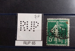 FRANCE TIMBRE RUP 65 NDICE 7 SUR 137 PERFORE PERFORES PERFIN PERFINS PERFO PERFORATION PERFORIERT - Used Stamps