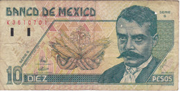 BILLETE DE MEXICO DE 10 PESOS AÑO 1994 DE EMILIANO ZAPATA   (BANKNOTE) - Mexique
