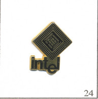 Pin's Informatique Et Bureautique -  Puce Informatique “Intel“ Pentium. Estampillé Sofrec. Zamac. T899-24 - Informatique