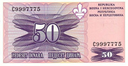 BOSNIA HERZEGOVINA 50 DINARA P 47 1993 UNC SC NUEVO - Bosnia Erzegovina