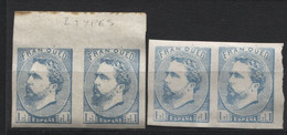 SPAIN - CARLIST - DON CARLOS 1rl Blue Pair (2) 2 Types N And Ñ - Carlists