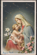 ✅CPA MADONE  Joyeux Noël Edit. FB Série Stelle 4003 + Timbre 1951  9x14cm #977012 - Vergine Maria E Madonne