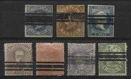 Spain 7 Old Stamps Out Of Course And Linear Black Cancel - Colecciones