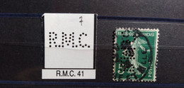 FRANCE  TIMBRE R.M.C 41 RMC 41 INDICE 7 SUR 137 PERFORE PERFORES PERFIN PERFINS PERFO PERFORATION PERFORIERT - Usados