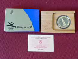 ESPAÑA 1990 - 2000 PTAS DE PLATA (SILVER) JJOO DE BARCELONA'92 - CASTELLERS - KM 863 - ORIGINAL BOX - 2 000 Pesetas