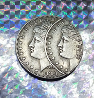 USA 1893 S Morgan Dollar Two Faces Error Silver Plated Modern Re-strike Coin - Royal/Of Nobility