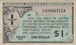 MILITARIA - MILITARY PAYMENT CERTIFICATE SERIE 461 - 1947 NON DATE - ONE 1 DOLLAR A03884712A - 1946 - Reeksen 461