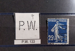 FRANCE  TIMBRE R.W 133 INDICE 6 SUR 140 PERFORE PERFORES PERFIN PERFINS PERFO PERFORATION PERFORIERT - Used Stamps