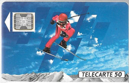 CARTE-PUBLIC-F132A.520.1-50U-SC4 An-Trou 6-12/90-SKIEUR 1-5Ge-23217-D Frappe-UTILISEE-  TBE - 1990