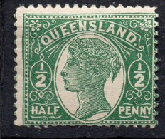 QUEENSLAND_AUSTRALIA/1895/MNH/SC#101/QUEEN VICTORIA / QV / 1/2p GREEN W/ MOIRE IN THE BACK - Mint Stamps