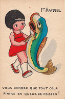 3195 – April Fool -1er Avril – Little Girl Fish Poisson - Edit. E.R. Paris – Good Condition – 2 Scans - 1er Avril - Poisson D'avril