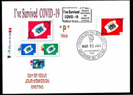 CANADA 2021 I've Survived -19 Pandemic, Vaccine ,COVID-19 ,Coronavirus, Vaccination ,Doctor, Virus Cover  (**) - Storia Postale