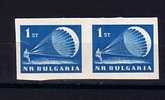 1963 - IMPERF ERROR  Pair - Parachuting  Mi#1364U X 2 - MNH   BULGARIA / Bulgarie - Plaatfouten En Curiosa