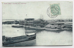 FRANCE 5C BLANC AU RECTO CARTE PORT SAID EGYPTE C. OCTOG MARITIME MARSEILLE A LA REUNION L.U. N°1 1908 - Storia Postale