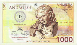 NATION OF ANDAQESH - (set 7 Billets) 1000 à 500000 Finto - 2014 UNC - Fiktive & Specimen