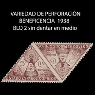 VARIEDAD.BENEFICENCIA.1938.Virgen Pilar.5c.Blq 2.Nuevo*.Edifil 19d - Errors & Oddities