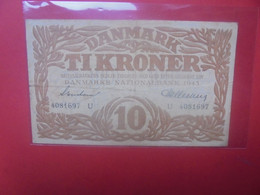 DANEMARK 10 KRONER 1943 Préfix "U" Circuler(B.28) - Danemark