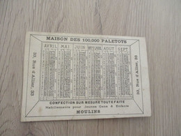 Calendrier Pub Publicité  Maison Des 100 000 Paletots Moulins 1877 - Formato Piccolo : ...-1900