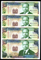 659-Kenya 7 Billets De 10 Shillings 1989 AB517 Se Suivant Neuf/unc - Kenia