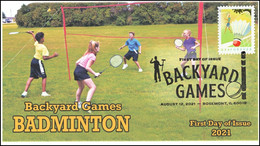 2021 *** USA United States, Backyard Games, First Day Cover, Pictorial Postmark, Badminton (**) - Brieven En Documenten
