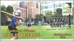 2021 *** USA United States, Backyard Games, First Day Cover, Pictorial Postmark, Pick-up Baseball (**) - Covers & Documents