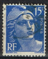 FR VAR 75 - FRANCE N° 886 Obl. Marianne De Gandon Variété Point Blanc Après 15 F. - Usados