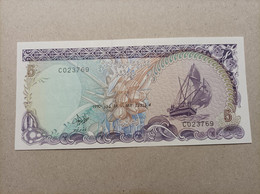 Billete De Maldivas 5 Rufiyaa, Año 1990, UNC - Maldivas