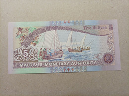 Billete De Maldivas 5 Rufiyaa, Año 1998, UNC - Maldivas