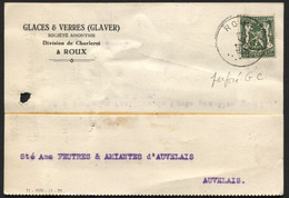 N°425 Perforé G.C (=Glaces Et Verres Glaver Roux) Obl. ROUX S/CP 1937 (x502) Perfin Perfined - 1934-51