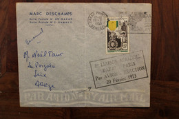 1953 SENEGAL France Seix Ariège Enveloppe 1st Flight 1er Vol Cover Air Mail Colonies AOF Timbre Médaille Militaire - Cartas & Documentos