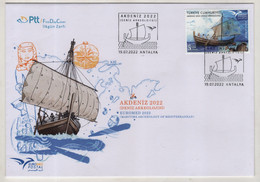 TURQUIE,TURKEI TURKEY ,EUROMED 2022,MARITIME ARCHEOLOGY OF MEDITERRANEAN ,2022 ,FDC - Cartas & Documentos